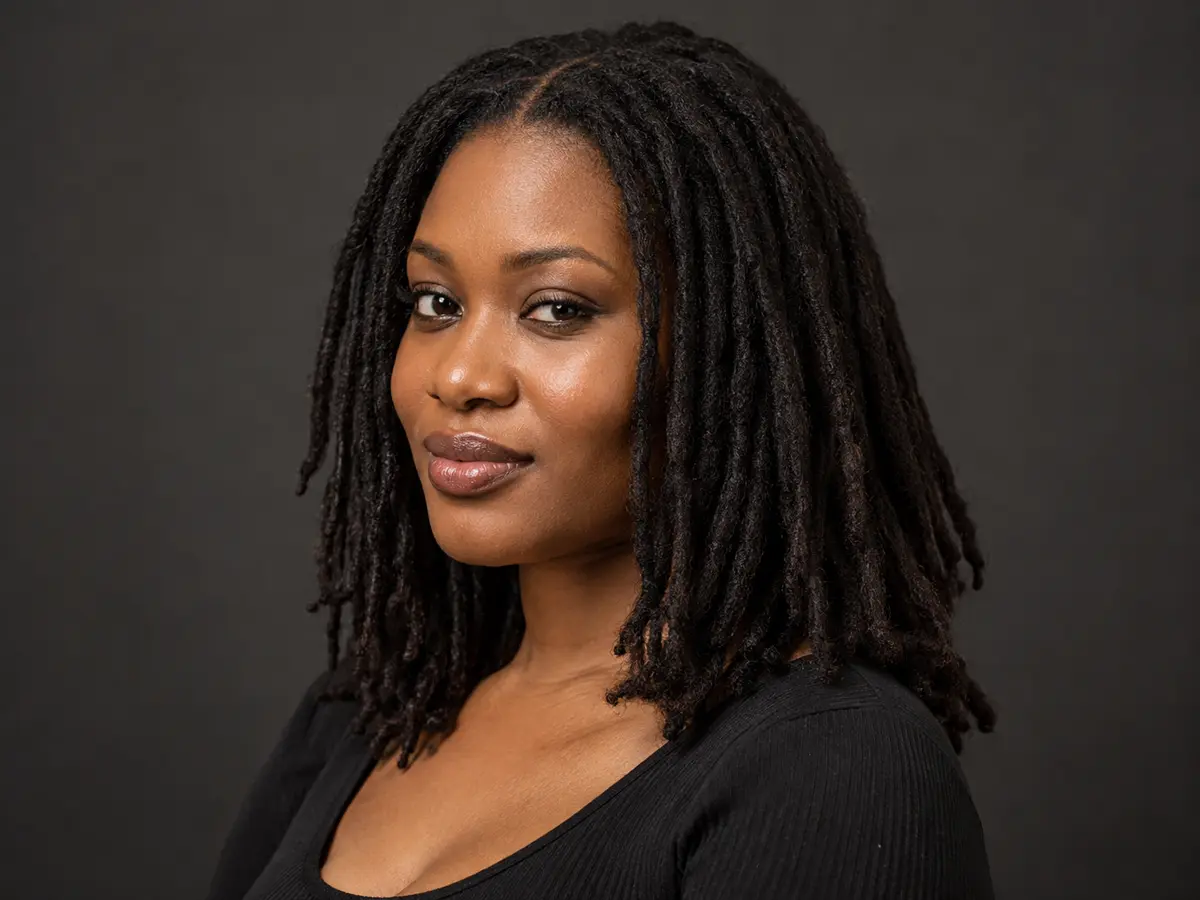 Shoulder-length locs hairstyle inspiration — Natural locs with an easy, shoulder-length shape.